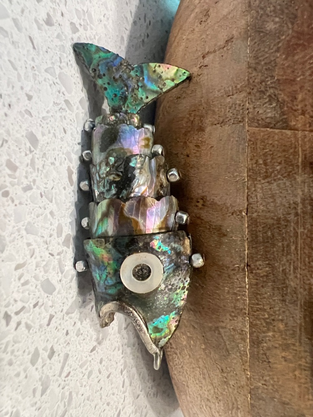 Abalone Shell Fish Pendant - Iridescent Blues & Greens
